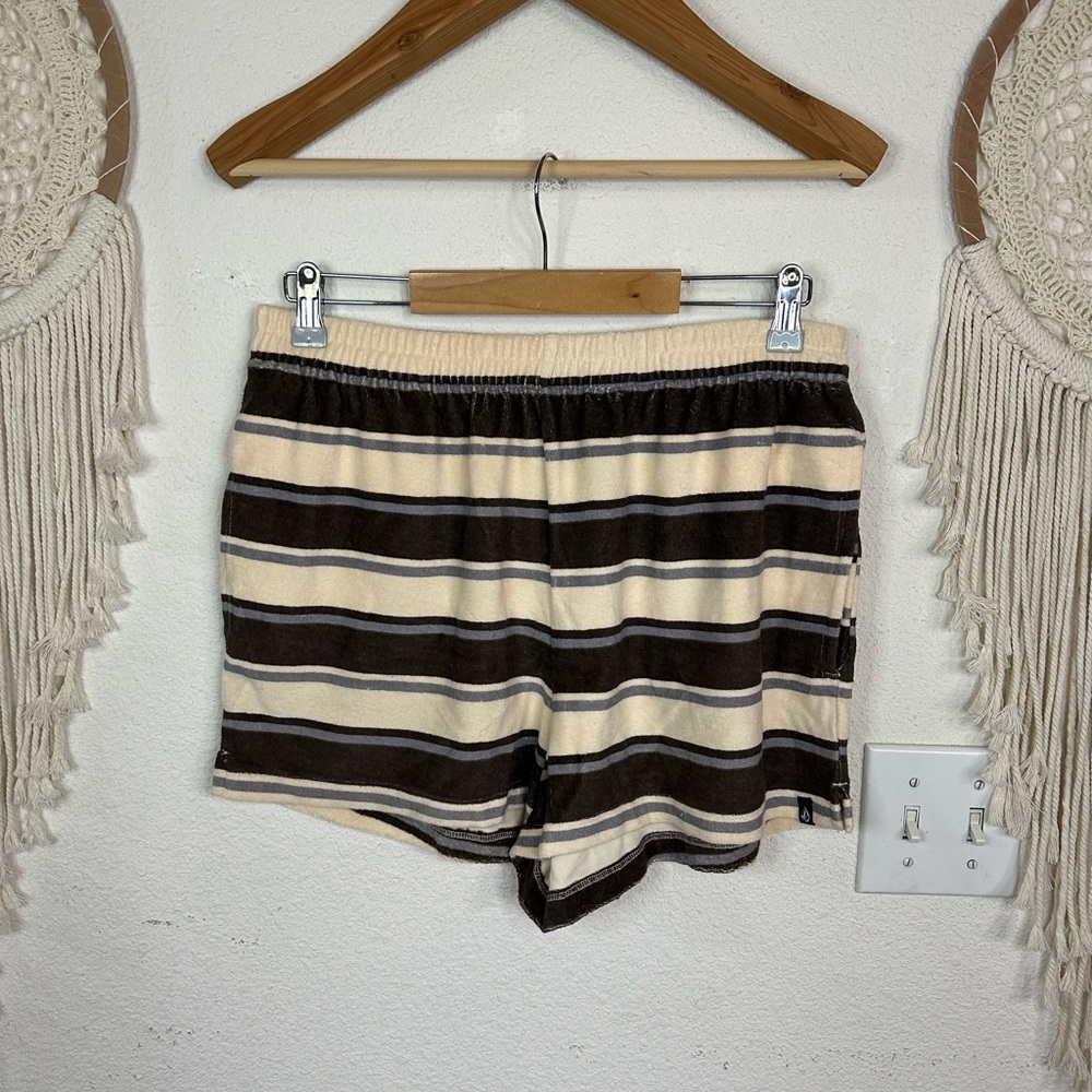 Volcom Brown and Cream Athletic Shorts large